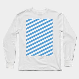 Manchester City Sky Blue and White Angled Stripes Long Sleeve T-Shirt